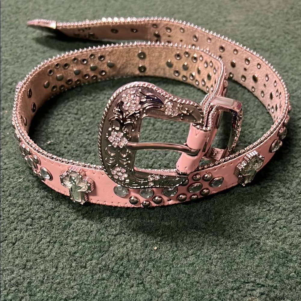 Stylish Pink Belt with Silver Details